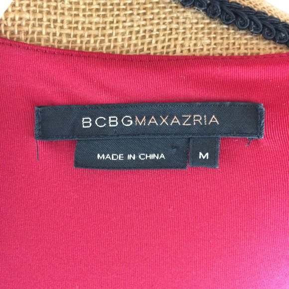 BCBGMaxAzria Red V-Neck Ruched Stretch Dress Sz M - Picture 5 of 7